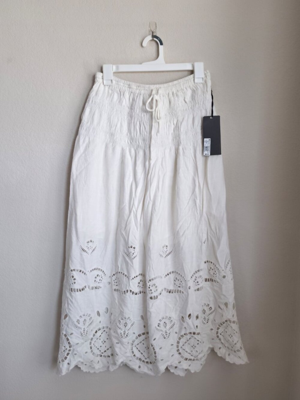 Future Collective cream white high rise drop waist eyelet maxi skirt NWT M